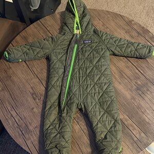 Patagonia Olive Quilted Kids Footie